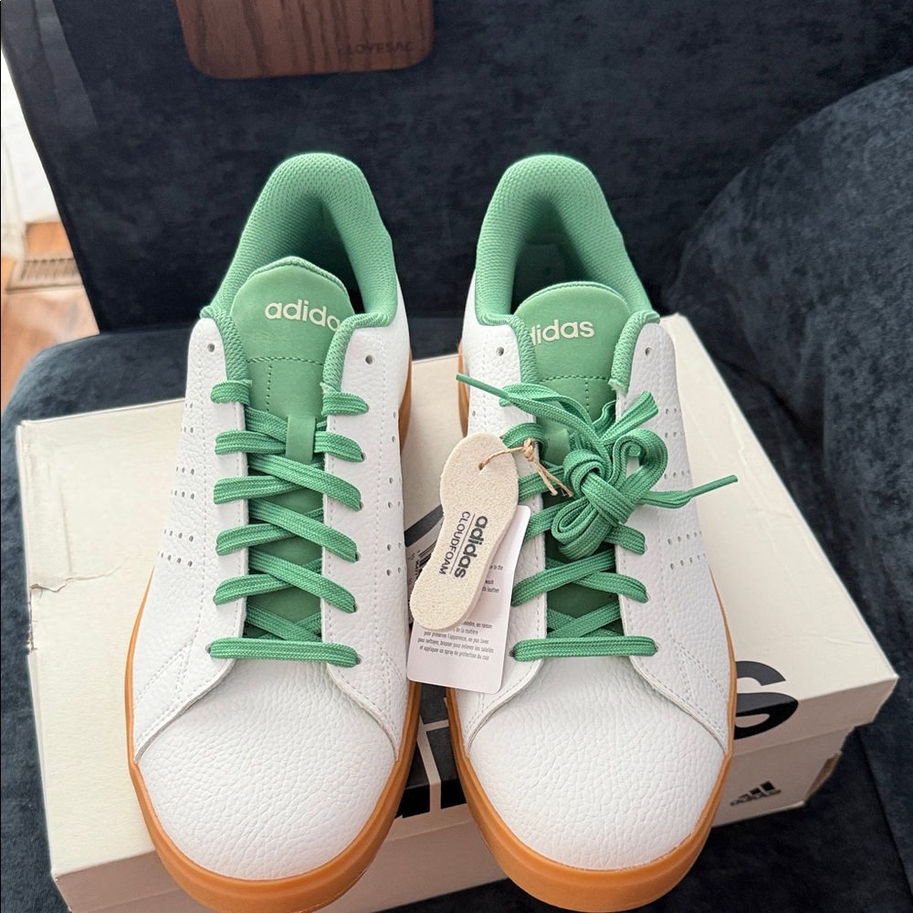 Adidas White and Green Sneakers